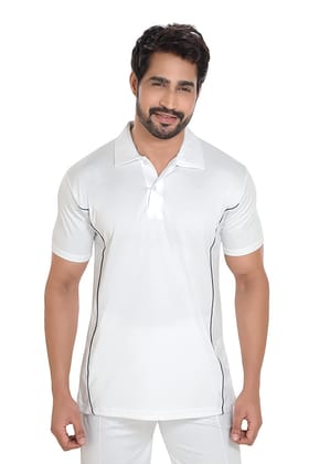 White Cricket Dress Half Sleeve For Men-M