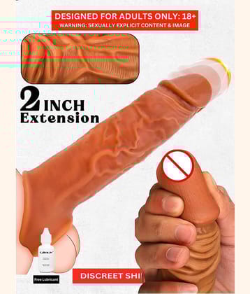 2 Inch Instant Size Increase Dragon Condom | Indian Skin Color | Best Silicon Material | Double Hole Comfort | Penis Sleeve For Men By Naughty Nights + Free Kaamraj Lubricant