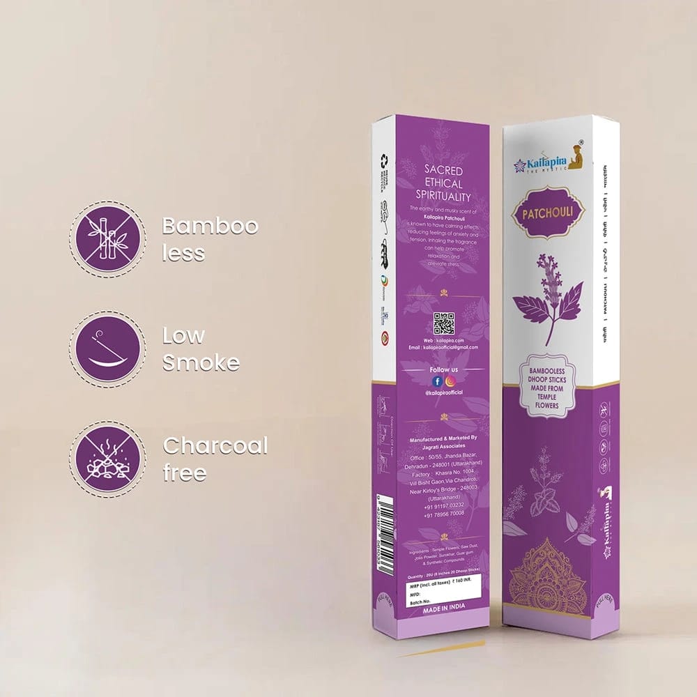 kailapira Agarbatti Patchouli Incense Sticks Premium Dhoop Batti, Incense Sticks 20U