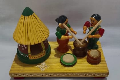 Traditional Indian Handmade Wooden Doll Set