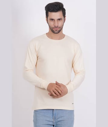 DAFABFIT Cotton Regular Fit Solid Full Sleeves Men's T-Shirt - Cream ( Pack of 1 )