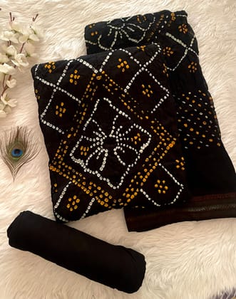 Cotton Satin Multicolor Gulti Original Kutch Bandhani Dress Material (Unstitched)