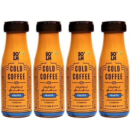 SOLH Frappe Cold Coffee Smooth, Creamy & Intense Bottle 200 Ml (Pack of 4)