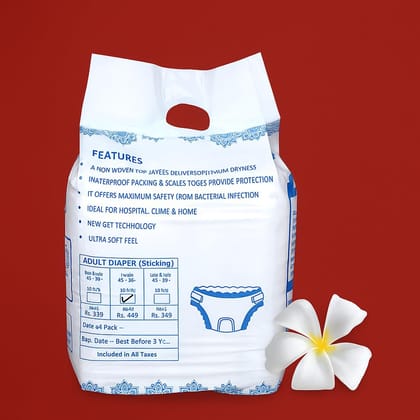 A Care Touch Adult Disposable Diapers Sticking Large (L) Size on Amazon Count 10, Waist Size (96.50x152.5 CM / 38-60 inches) Unisex,Odour lock,Anti-Bacterial,Leak Proof, 4 Gare Touch-Pack of 1