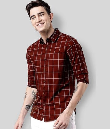 SUR-T - Maroon Cotton Blend Slim Fit Men's Casual Shirt (Pack of 1)
