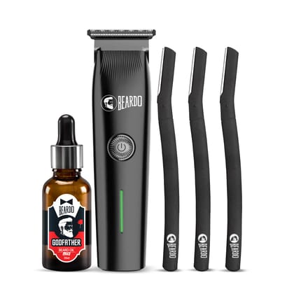 Beardo Italian Beard Combo | Godfather Beard Oil+ Ape-X Prime 3-in-1 Trimmer + Styling Tool | Precision Grooming Kit for Men | Clean Cheek Line, Jawline & Styling Tool - Set of 3 Beardo Italian Beard Combo | Godfather Beard Oil+ Ape-X Prime 3-in-1 Trimme