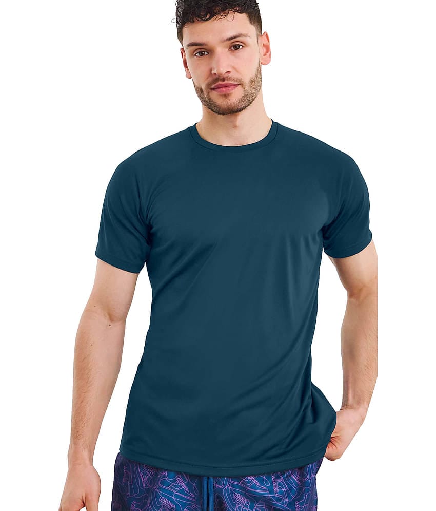 FTX Polyester Regular Fit Solid Half Sleeves Men's Round T-Shirt - Teal ( Pack of 1 )