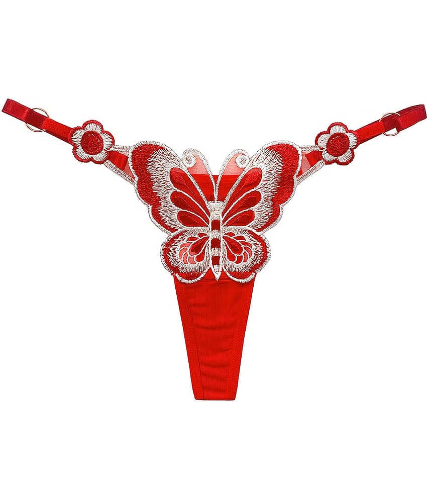 Finian Pack of 1 Cotton Blend Thongs For Women ( Red )