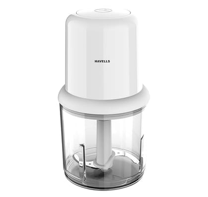 Havells Coral Chopper for Kitchen Use | Portable | Electric Vegetable Chopper | Powerful 200 Watt Motor | 750ml Bowl | One Touch Press | One Speed | White | 2 Year Warranty