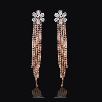 Pinapes Dazzling Crystal Earrings Rose Gold Finish for Girls and Women