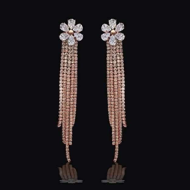Pinapes Dazzling Crystal Earrings Rose Gold Finish for Girls and Women