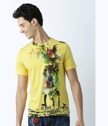 Huetrap Pack of 1 Cotton Regular Fit Men's T-Shirt ( Yellow )