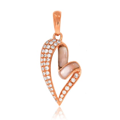 Senco Gold Loving Heart Diamond Pendant (1.7 gram / 0.36 Ct / JK-SI / 14K Rose Gold)