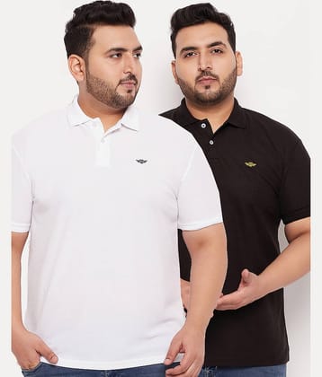 GET GOLF Pack of 2 Cotton Blend Regular Fit Solid Half Sleeves Men's Polo T Shirt ( White )
