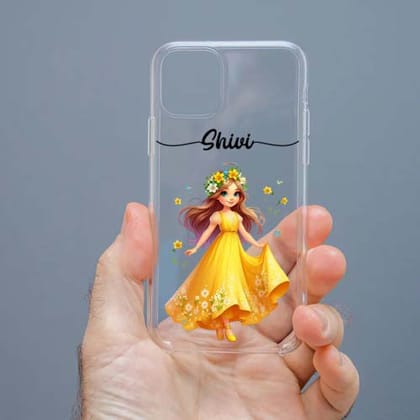 Personalized Cute Girl Transparent Silicon Case Customised with Name for Oppo, Vivo, Redmi, Realme, Poco, Mi, OnePlus, Samsung, iPhone, and More - design 78