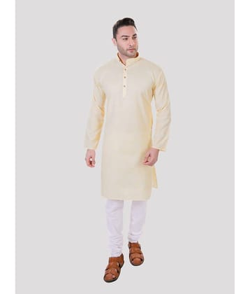 Maharaja - Yellow Linen Regular Fit Men's Kurta Pyjama Set ( Pack of 1 )