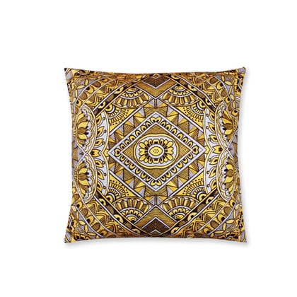 Mustard Madhubani Rangoli Cushion Cover