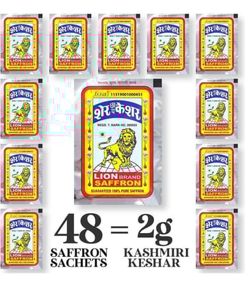 Lion Brand Grade A+ Kashmiri Lacha Kesar/Saffron Sachets Grade A+ Kashmiri Lacha Kesar/Saffron 2 gm
