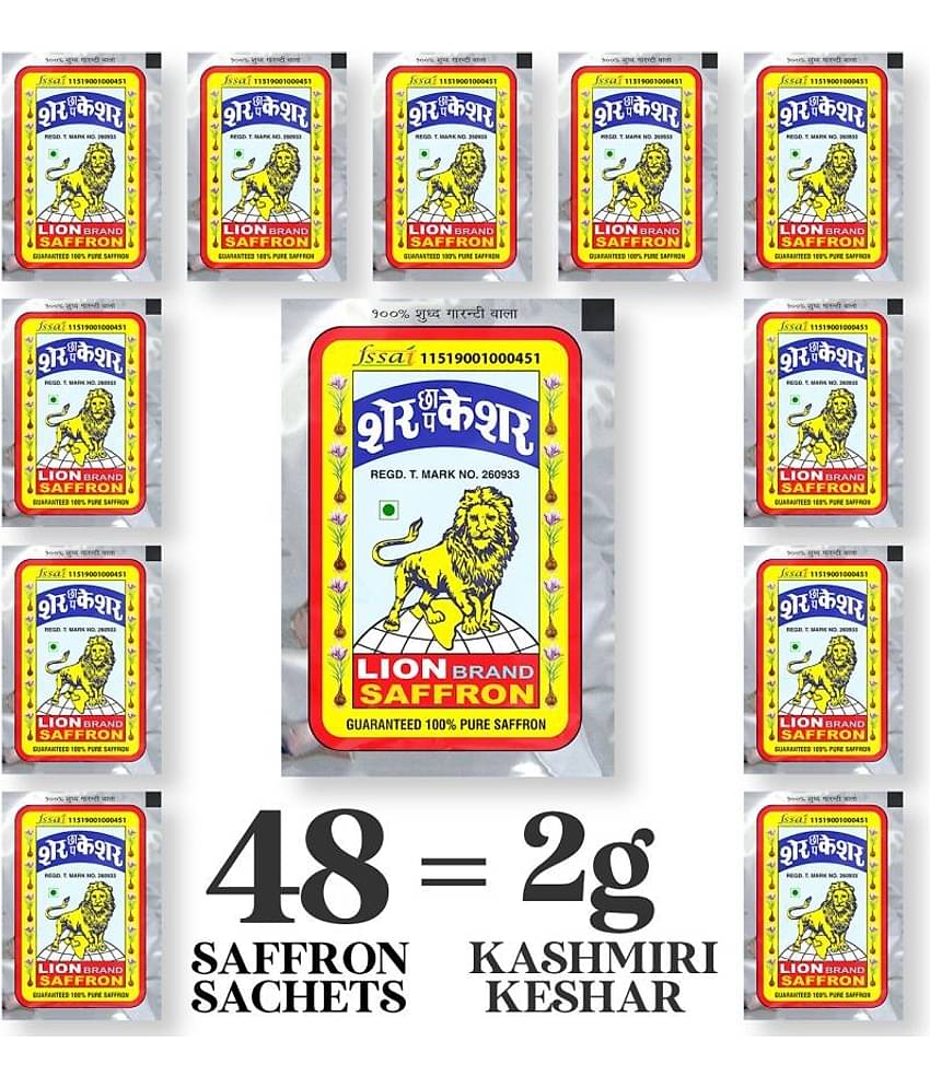 Lion Brand Grade A+ Kashmiri Lacha Kesar/Saffron Sachets Grade A+ Kashmiri Lacha Kesar/Saffron 2 gm
