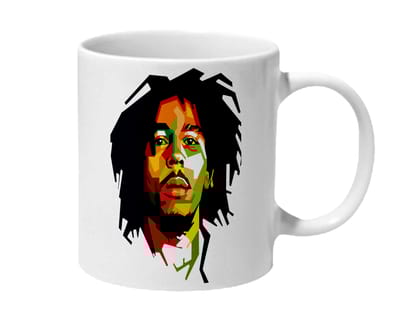 Multicolor Bob Marley Colorful Geometric Art Ceramic Mug