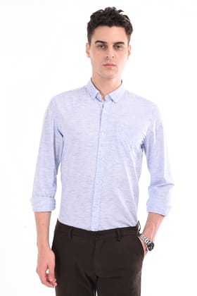 Light Blue Linen Semi Formal Shirt-S