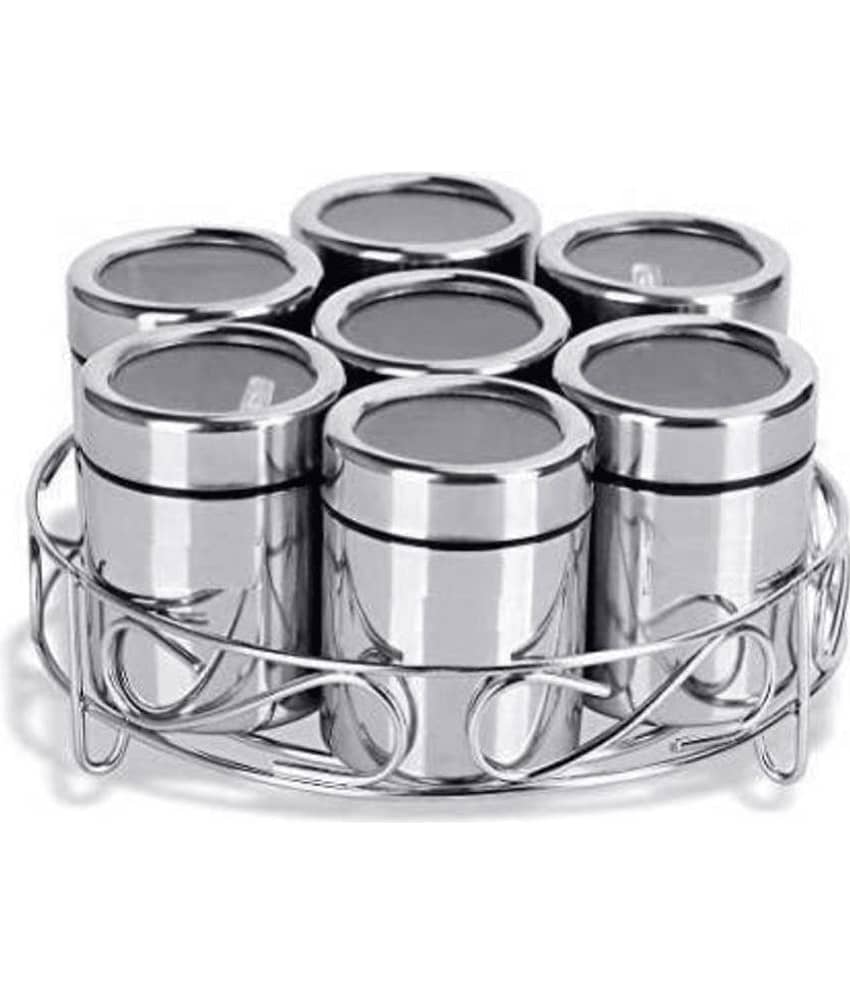 ATROCK Masala Box Steel Silver Spice Container ( Set of 7 )