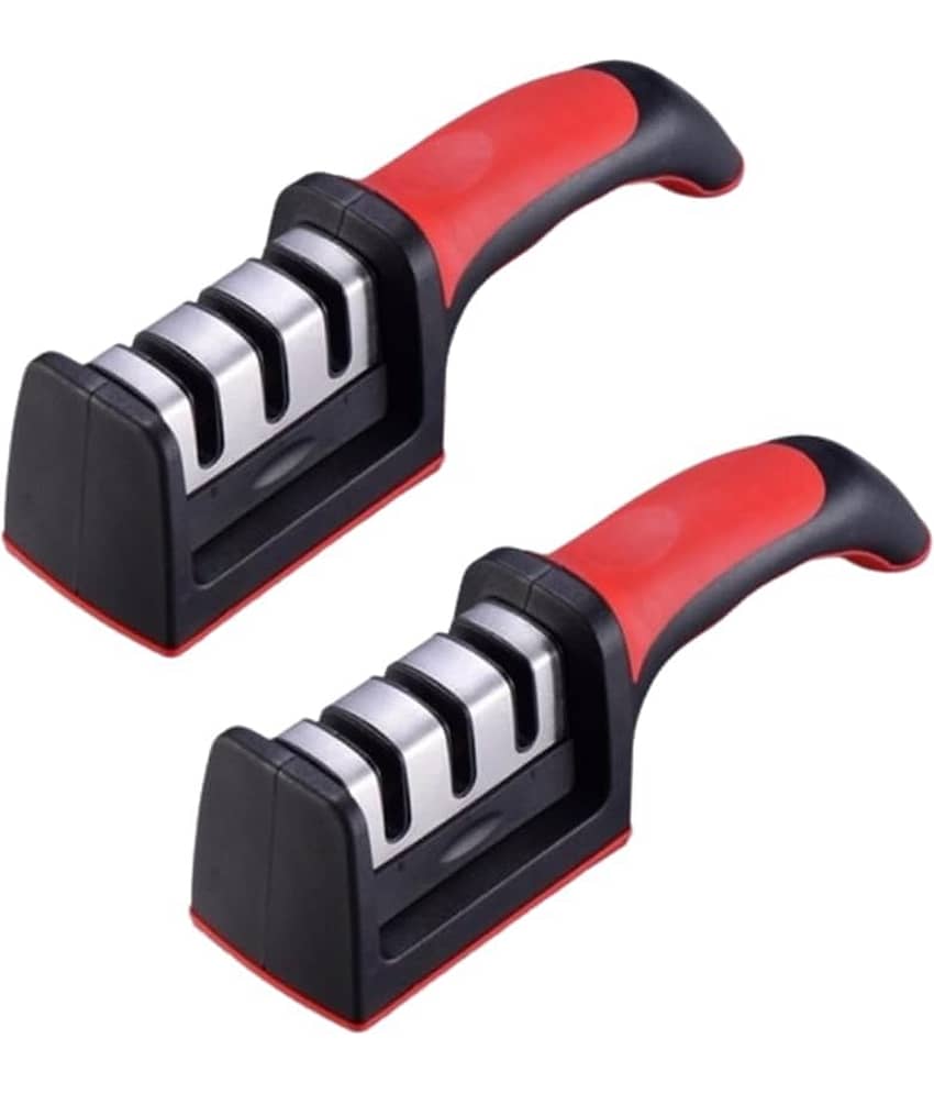 ATIPRIYA Red Stainless Steel Knife Sharpner Blade Length 6 cm ( Pack of 2 )