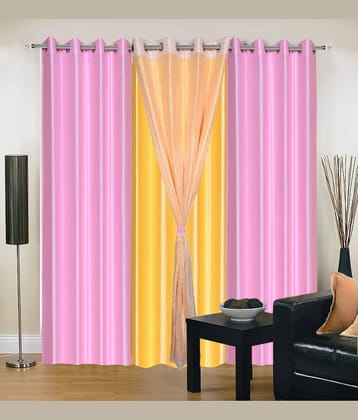 Sai Arpan Solid Room Darkening Eyelet Curtain 7 ft ( Pack of 4 ) - Multi Color