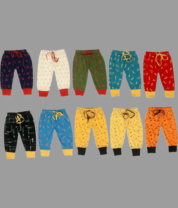 ALUXDON Pack of 10 Boys Cotton Trackpant ( Multicolor )