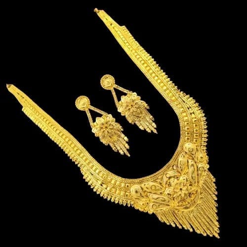 Handmade Gold-Plated Long haram Necklace with Intricate Workmanship
