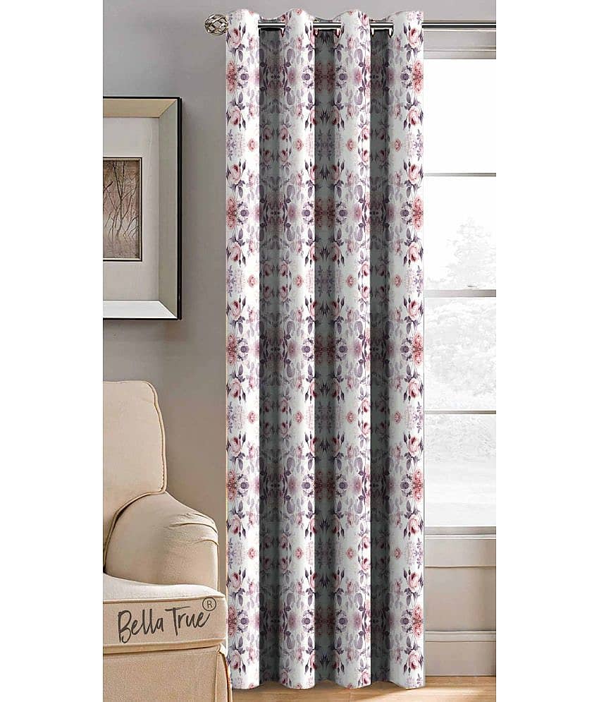 BELLA TRUE Abstract Printed Semi-Transparent Eyelet Curtain 9 ft ( Pack of 1 ) - Multicolor