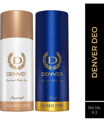 Denver Pride & Imperial Long Lasting Deodorant Spray For Men 150 ml Each (Pack of 2)