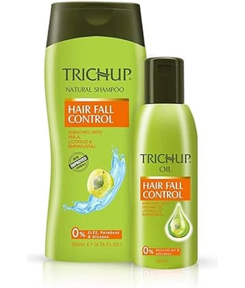 Trichup Hair Fall Control Oil 200ml & Shampoo 400ml Combo | Herbal Hair Care Set for Stronger, Healthy Hair & Reduced Hair Fall