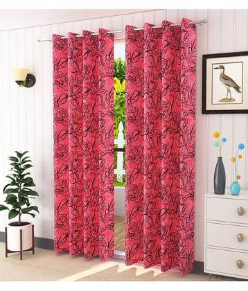 Homefab India Printed Blackout Eyelet Window Curtain 5ft (Pack of 2) - Pink