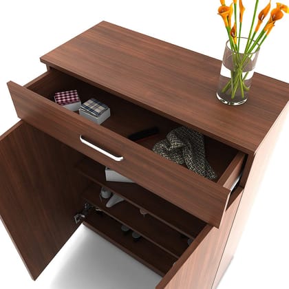 Wooden Shoe Storage Cabinet - Entryway Organizer with Shelves & Drawer_assorted colour