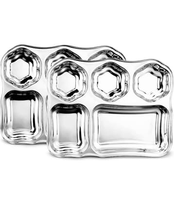 Classic Essentials 2 Pcs Stainless Steel Silver Partition Plate