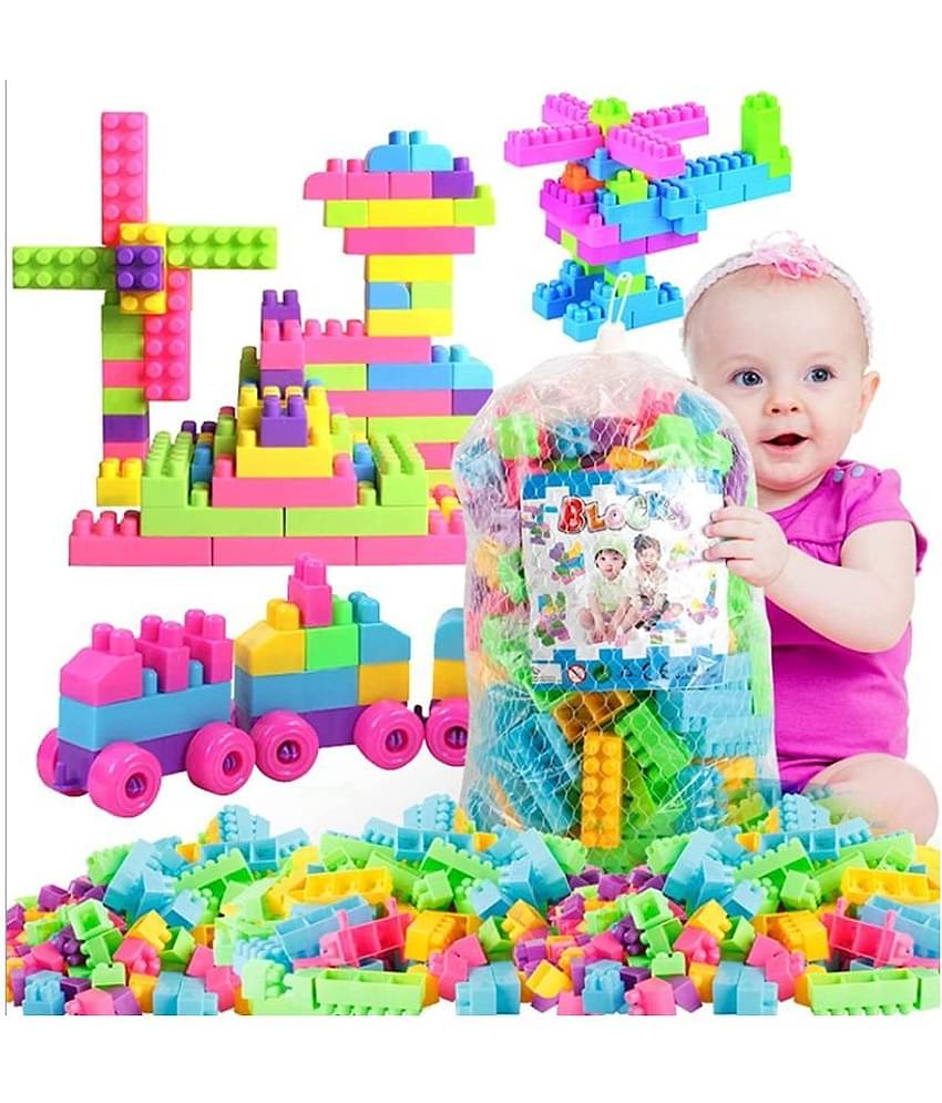 Fratelli 180+ MOST ECONOMICAL BLOCKS Smart Activity Fun and Learning Train Blocks For Kids, Multi Color Building Bricks and Blocks for Kids, Building Blocks for Kids Best Gift Toy(180+ Pcs Learning Block)