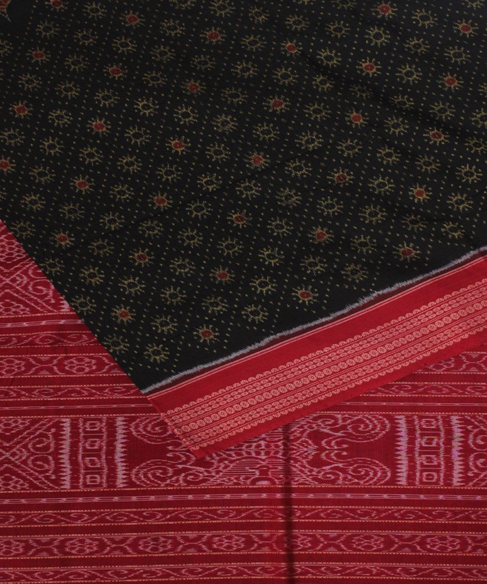 Black maroon cotton handwoven sambalpuri saree
