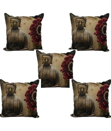 Home Style Set of 5 Jute Cushion Covers 40X40 cm (16X16)