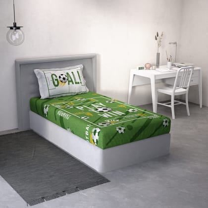 DDECOR - Little Brats Collection 100% Cotton Conversational Pattern 136TC Single Bedsheet|152 CM X 224 CM| - Green