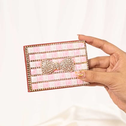 Bow Magic Crystal Wallet / Card Holder-Pink & White