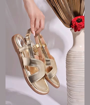 Stylestry Gold Women's Flats