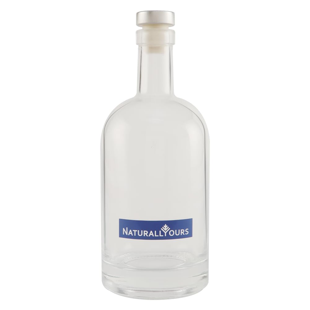 NATURALLYOURS Clear Aqua Glass Bottle with Cork Stopper - Eco-Friendly, Reusable Water Bottle for Home, Office, Travel - BPA Free, Stylish and Durable