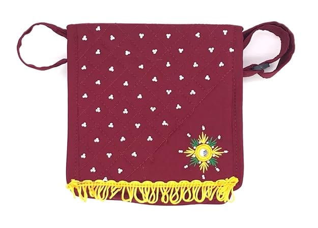 Mobile Sling Bag for Women Traditional Floral Embroidery Side Bags Handmade 07 Inches