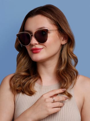 SUNNIES Large Full Frame Metal.Plastic Cat Eye Printed Polarized Women Sunglasses-SNS-11700-C045