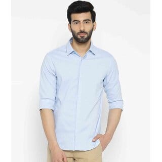 Baleshwar Men Blue Solid Casual Shirt (Pack of 1)