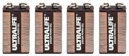 Four (4) Ultralife 9v Long Life Lithium Battery