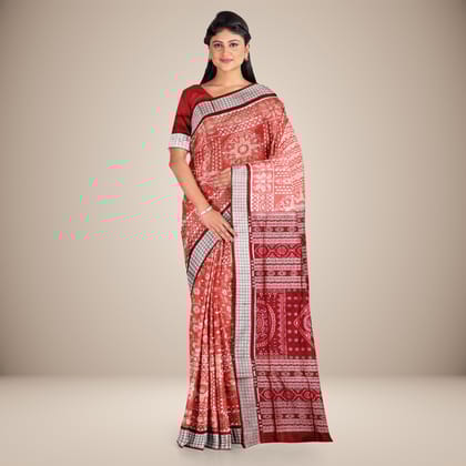 Elaborated Floral Motif Sambalpuri Silk Saree