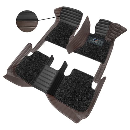 Autofurnish 9D Combination Custom Fitted Car Mats For Maruti Suzuki Brezza-2021-Black VT-Coffee