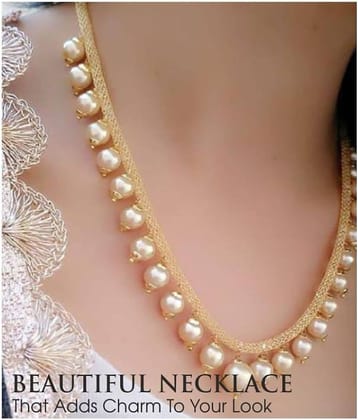 PUJVI Golden Pearls Necklace ( Pack of 1 )